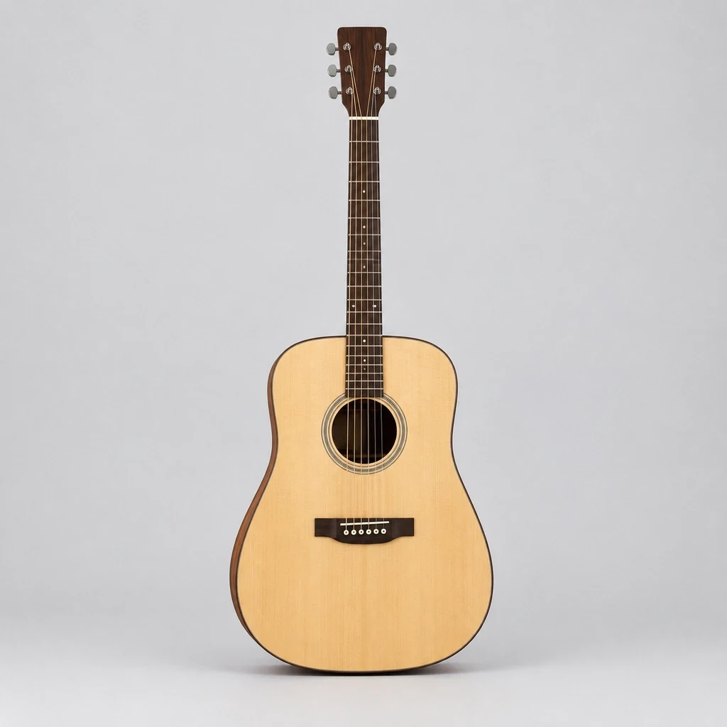 Full-size dreadnought acoustic guitar with spruce top